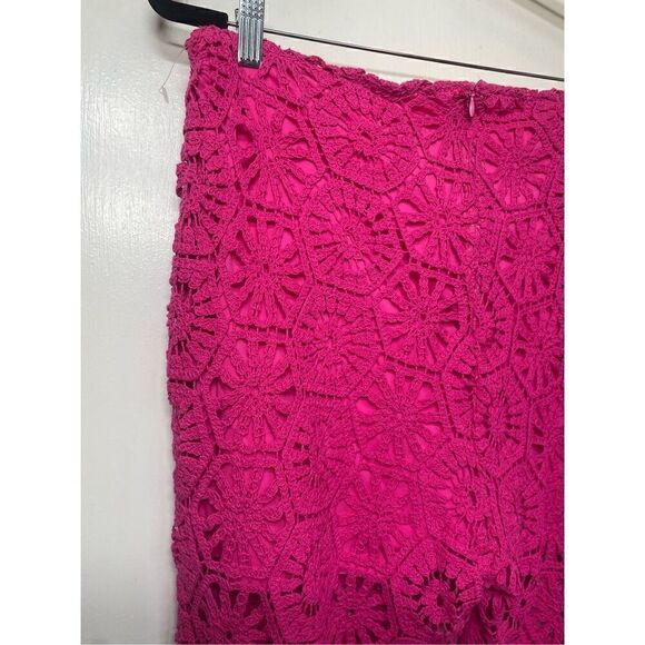 H&M straight leg crocheted hot pink pants size L - Picture 15 of 16